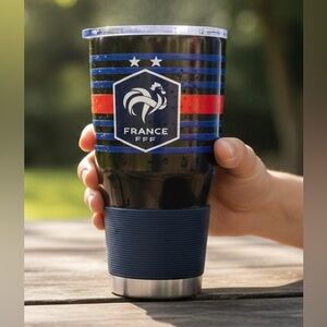 Logo Brands France Men's National Soccer 30oz Stainless Tumbler Blue Red Stripes